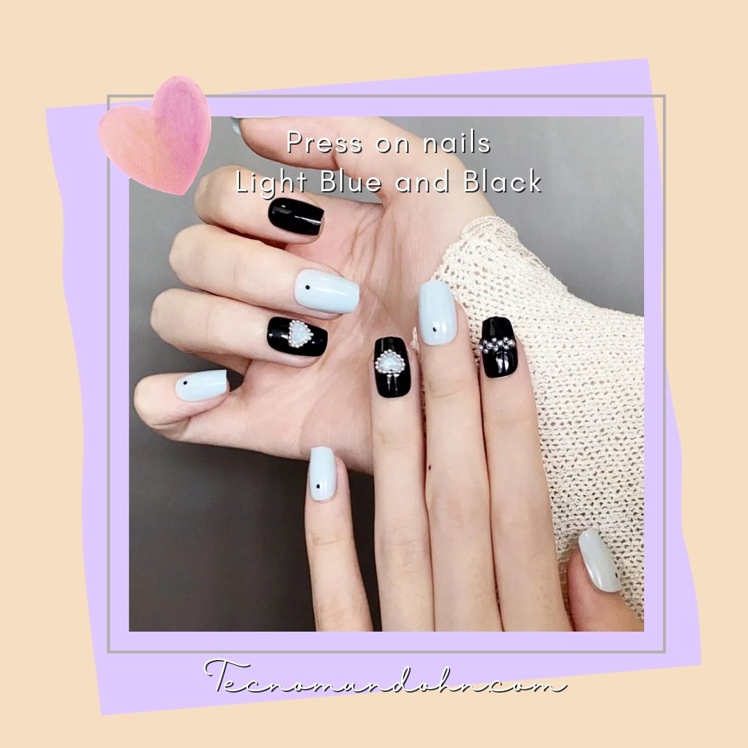 Press On Nails Light Blue And Black