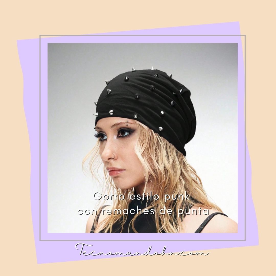 Gorro Estilo Punk Con Remaches De Punta