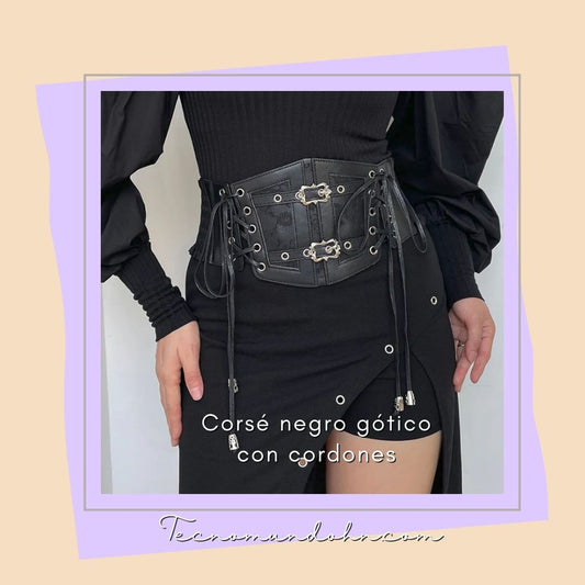 Corsé Negro Gótico Con Cordones
