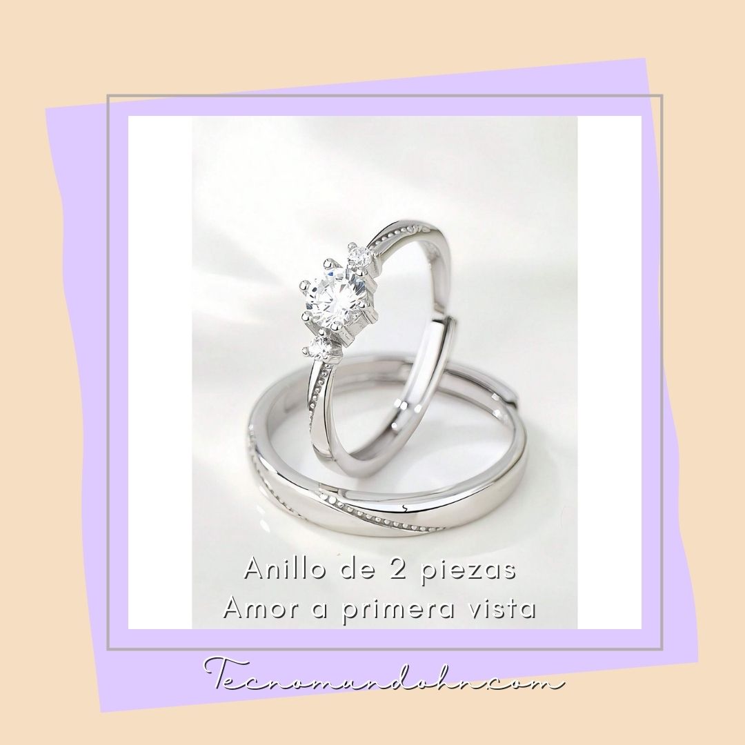 Anillo De 2 Piezas Amor A Primera Vista