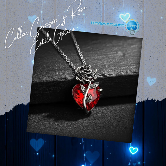 Collar Corazón  Y Rosa Estilo Gótico