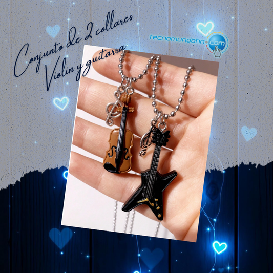 Conjunto De 2 Collares Violin Y Guitarra