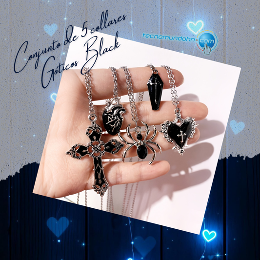 Conjunto De 5 Collares Góticos Black