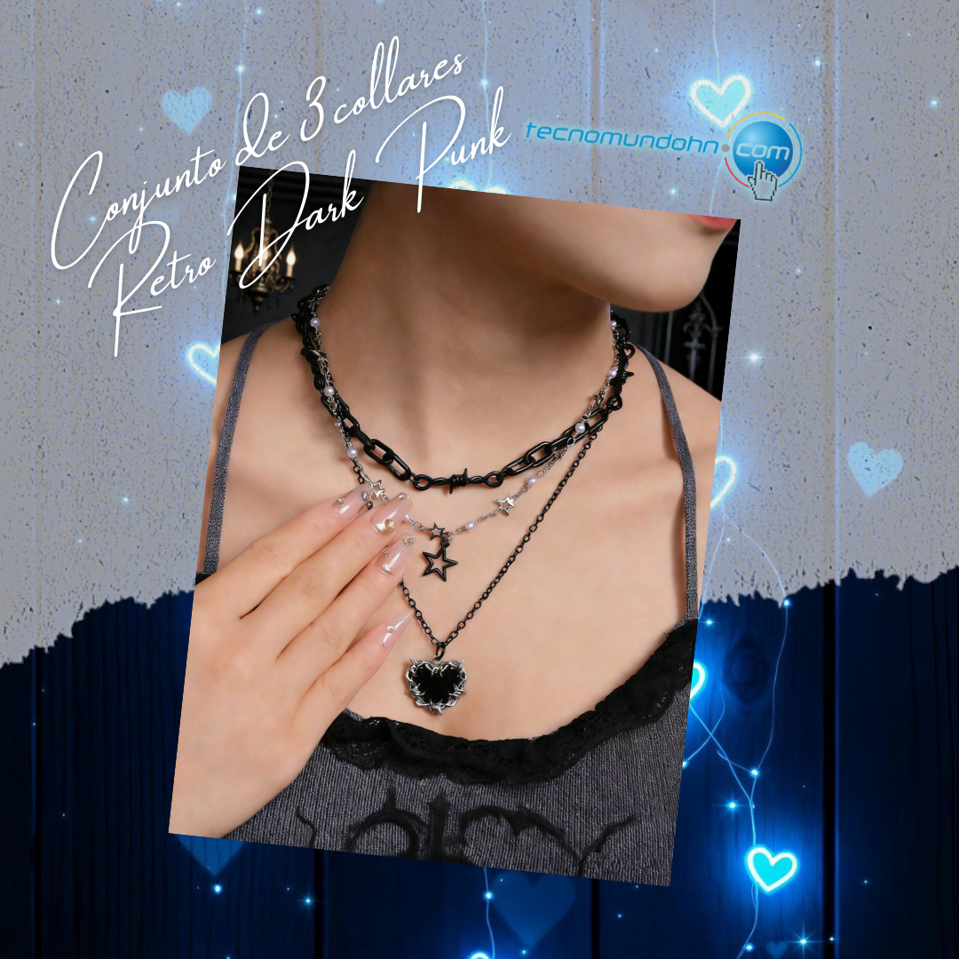 Conjunto De 3 Collares Retro Dark Punk