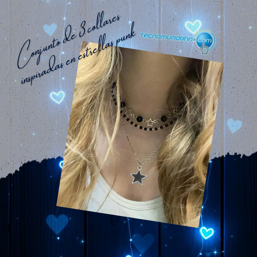 Conjunto De 3 Collares Inspiradas En Estrellas Punk