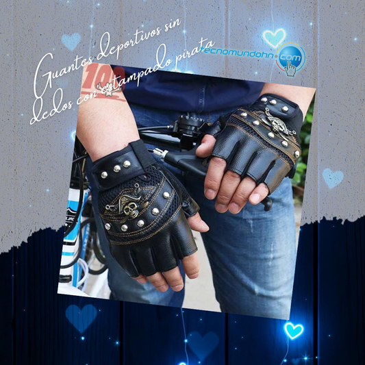 Guantes Deportivos Sin Dedos Con Estampado Pirata