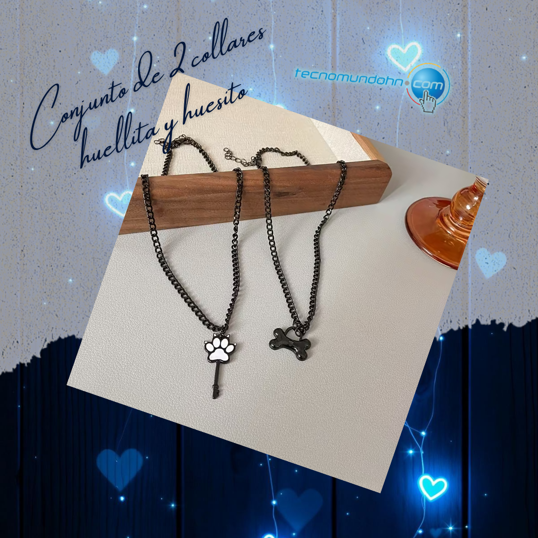 Conjunto De 2 Collares Huellita Y Huesito