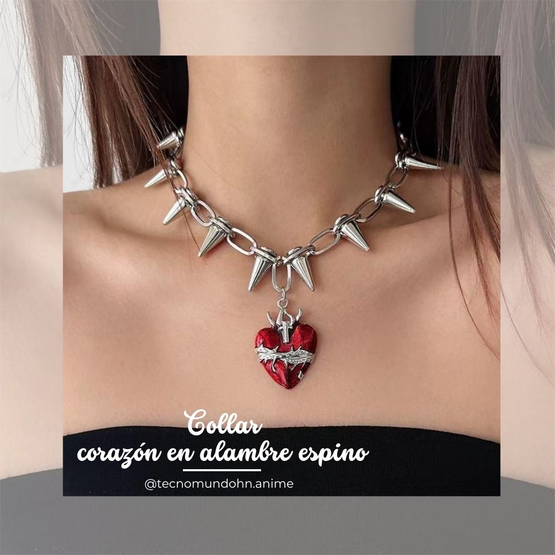 Collar Corazón En Alambre Espino