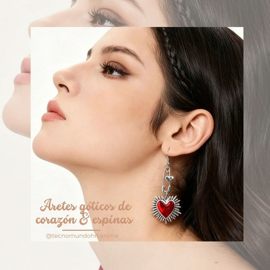 Aretes Góticos De Corazón Y Espinas