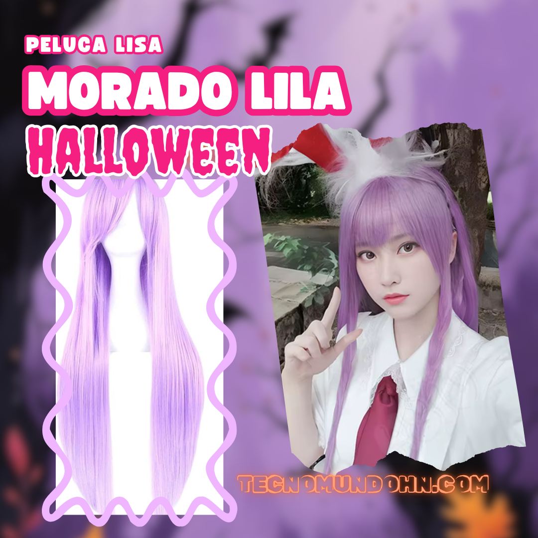 Peluca Lisa Morado Lila 80Cm