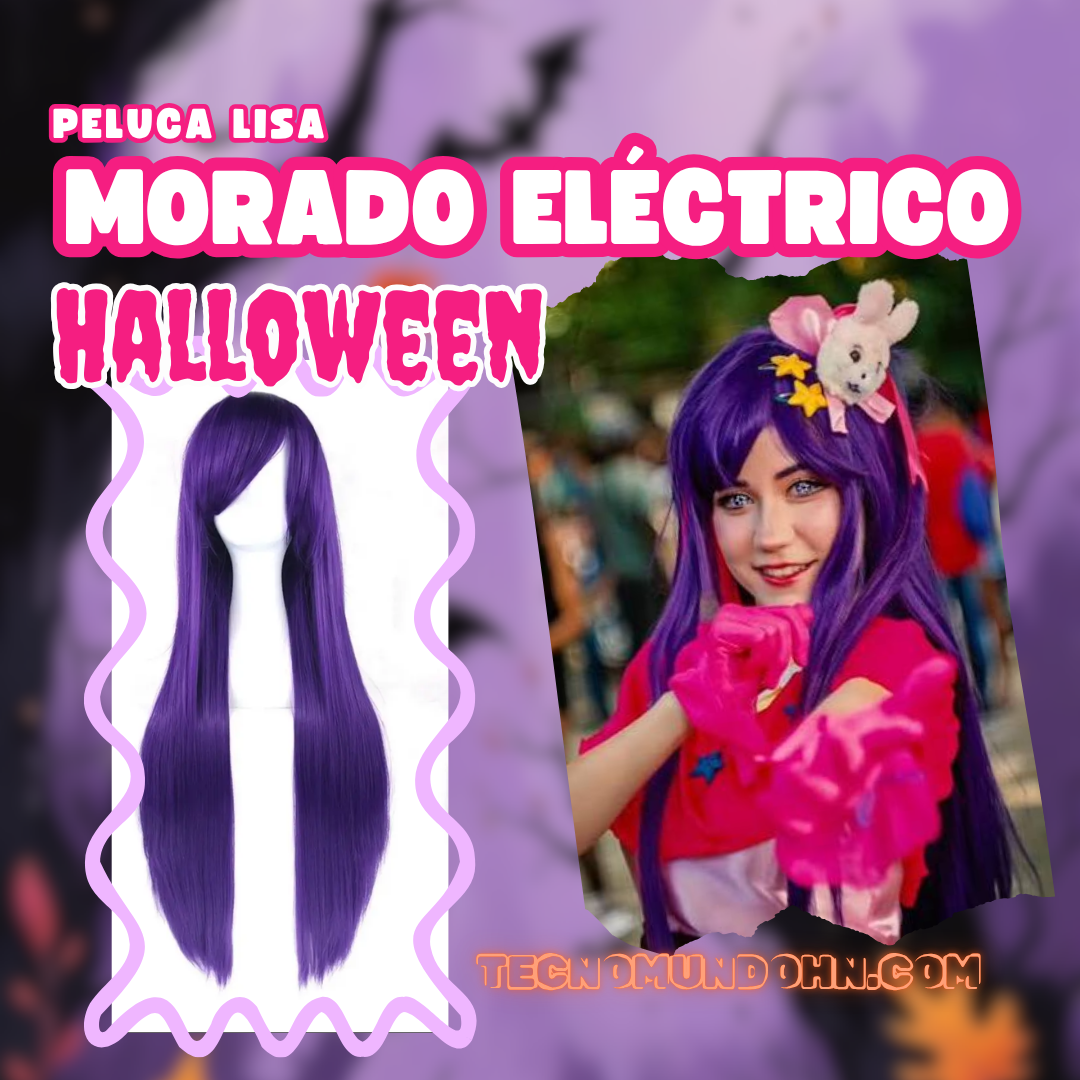 Peluca Lisa Morado Eléctrico 80Cm