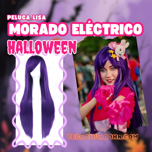 Peluca Lisa Morado Eléctrico 80Cm