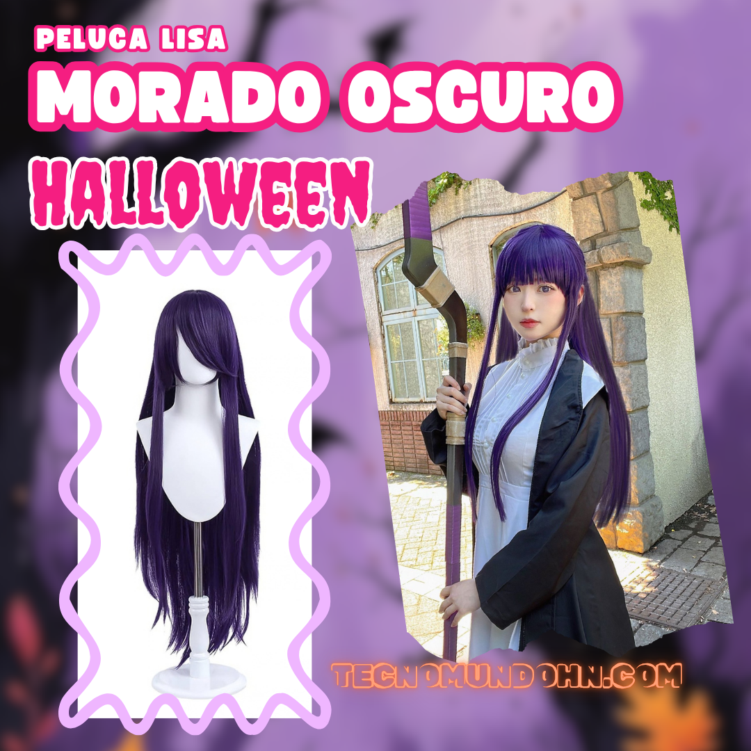 Peluca Lisa Morado Oscuro 80Cm