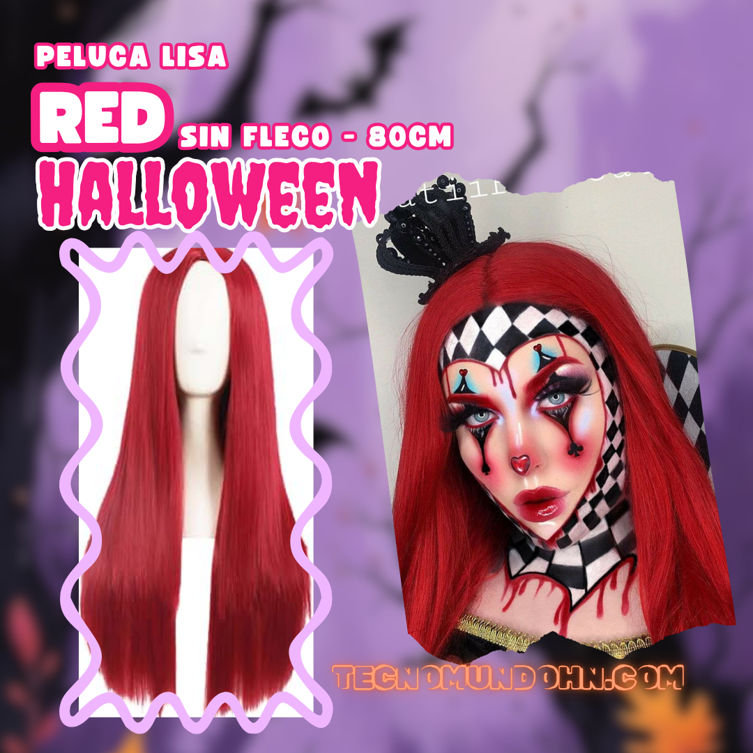 Peluca Lisa Red Sin Fleco 80Cm