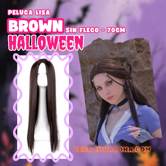 Peluca Lisa Brown Sin Fleco 70Cm