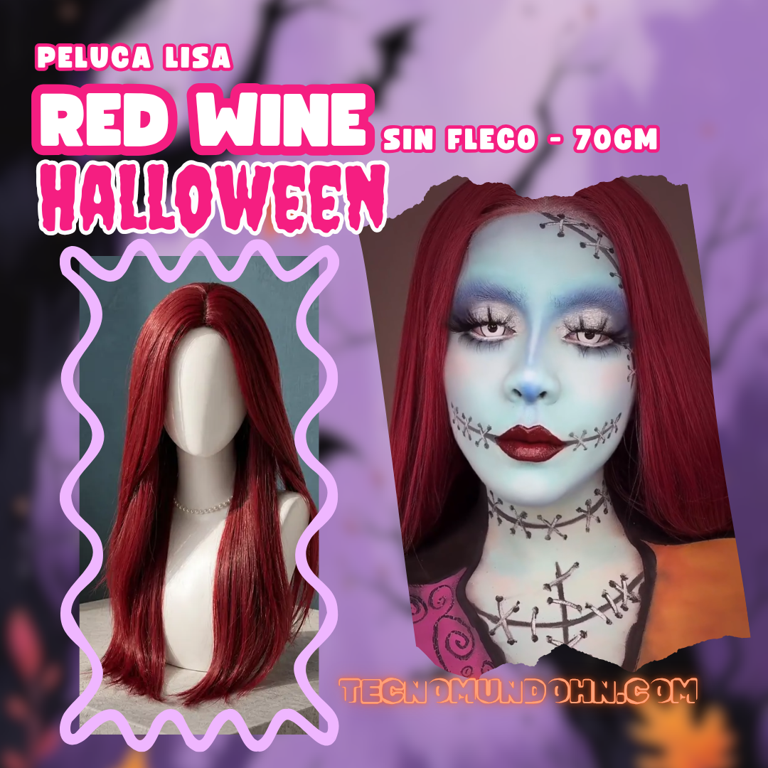 Peluca Lisa Red Wine Sin Fleco 70Cm