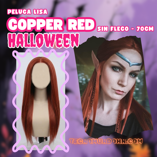 Peluca Lisa Copper Red Sin Fleco 70Cm
