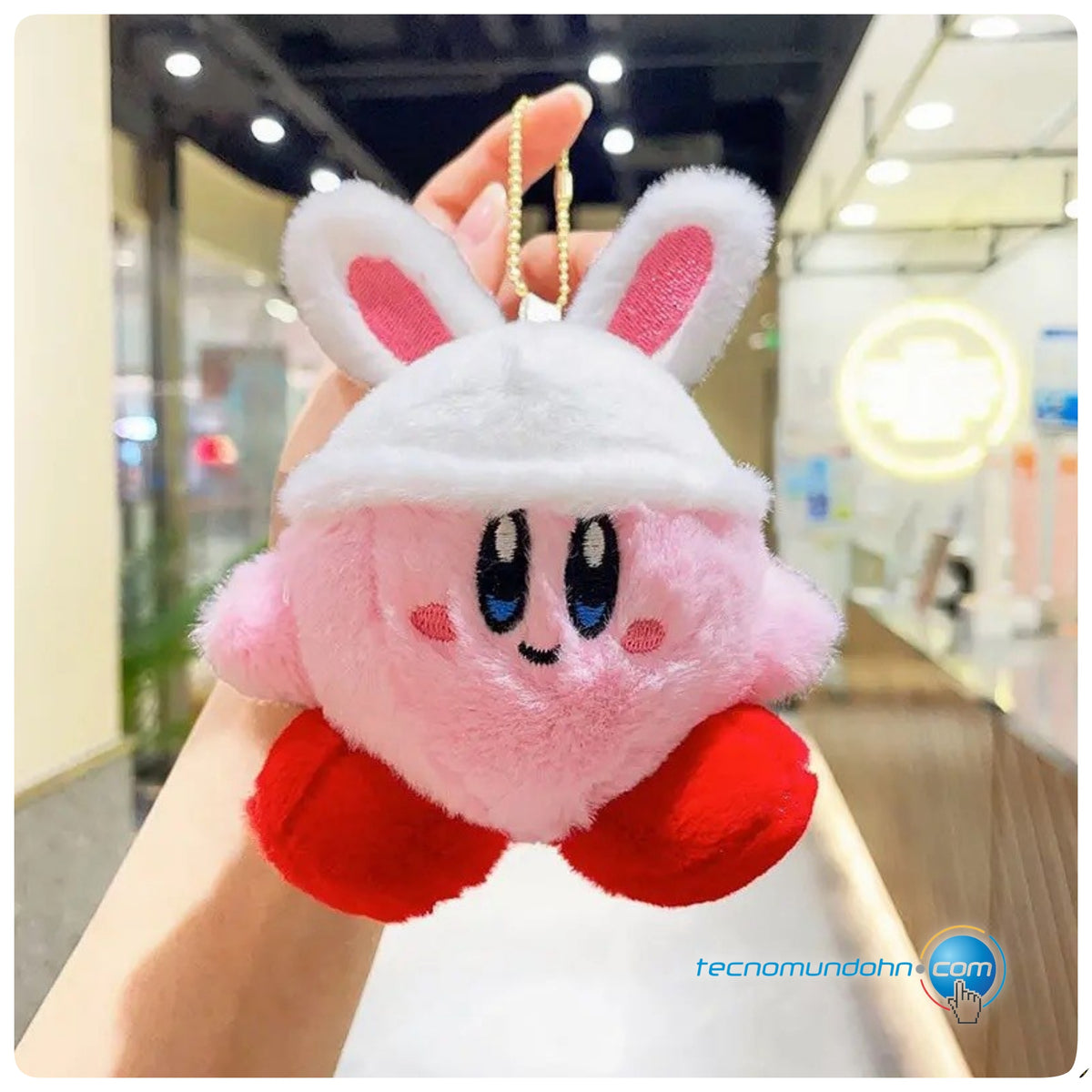 Llavero Peluche Kirby Con Gorro Orejas De Conejo