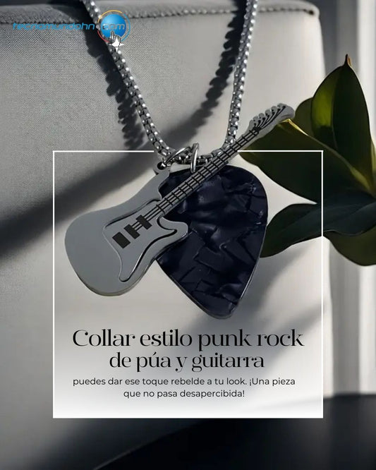 Collar estilo punk rock pua y guitarra