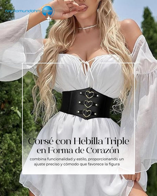 Corset con hebilla triple corazon