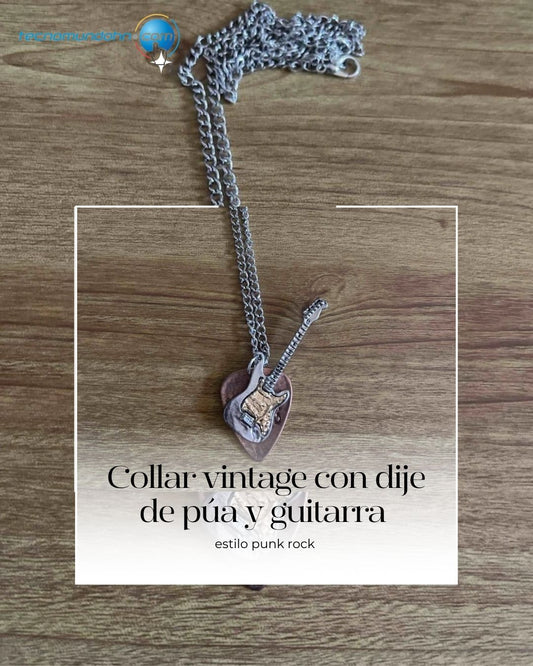 Collar Vintage pua y guitarra