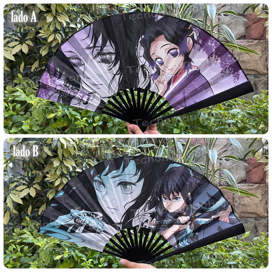 Abanico Plegable Doble Lado Shinobu Y Tokito | Demon Slayer