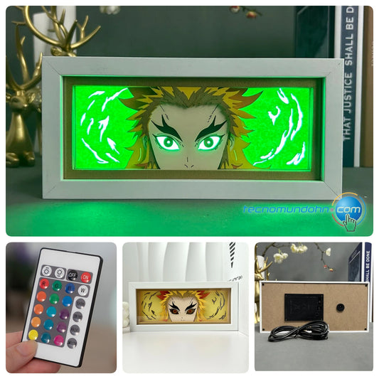 Lámpara Led Tipo Lightbox Rengoku + Control Remoto| Kimetsu No Yaiba