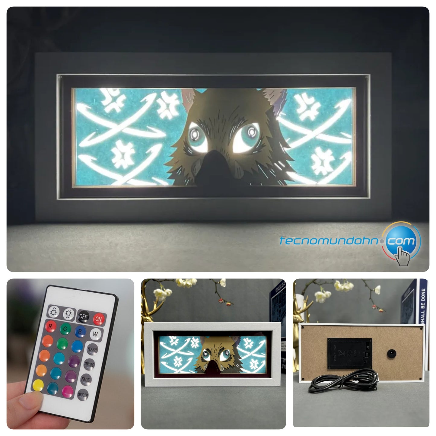 Lámpara Led Tipo Lightbox Inosuke + Control Remoto| Kimetsu No Yaiba