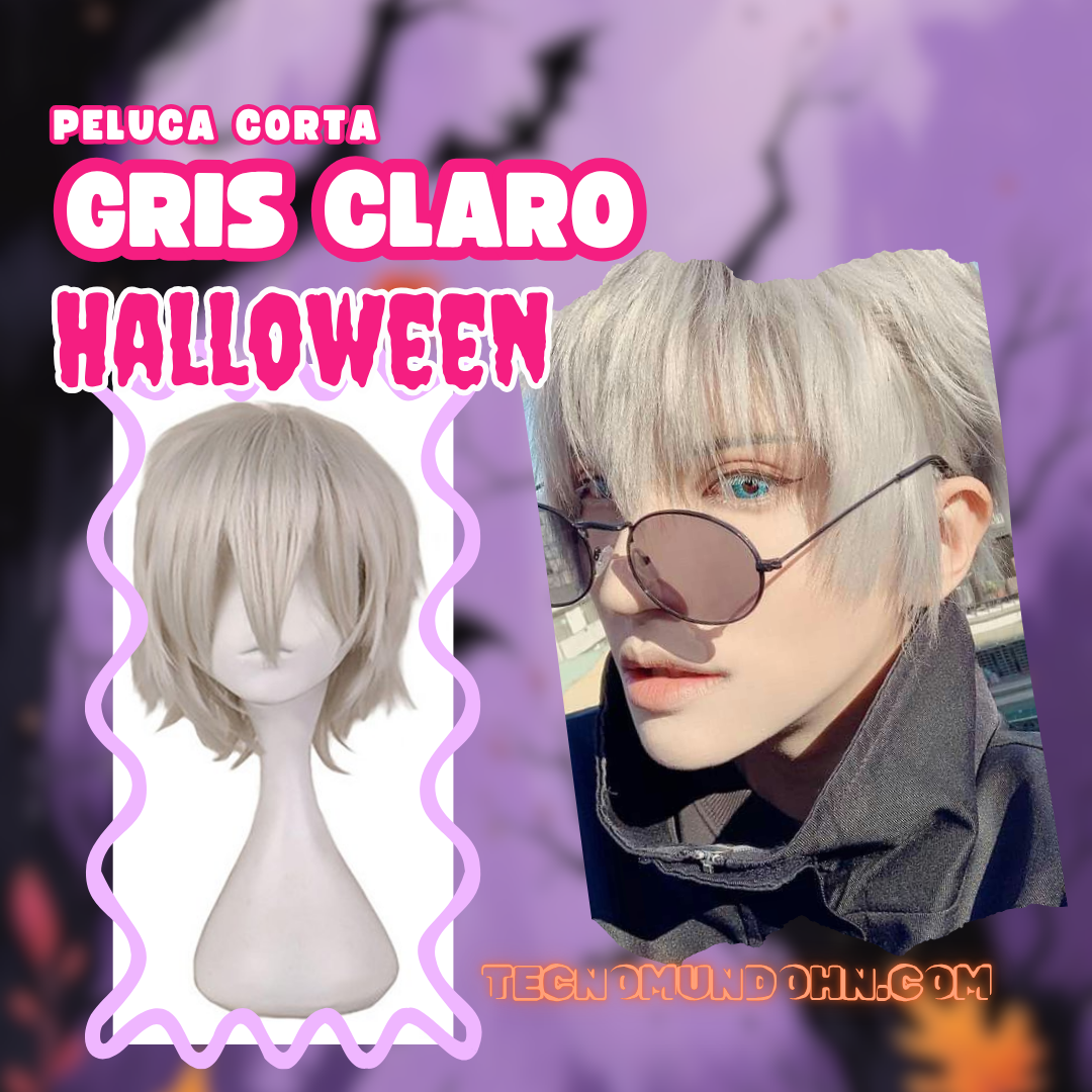 Peluca Corta Gris Claro
