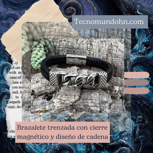 Brazalete Trenzada Con Cierre Magnético Y Diseño De Cadena