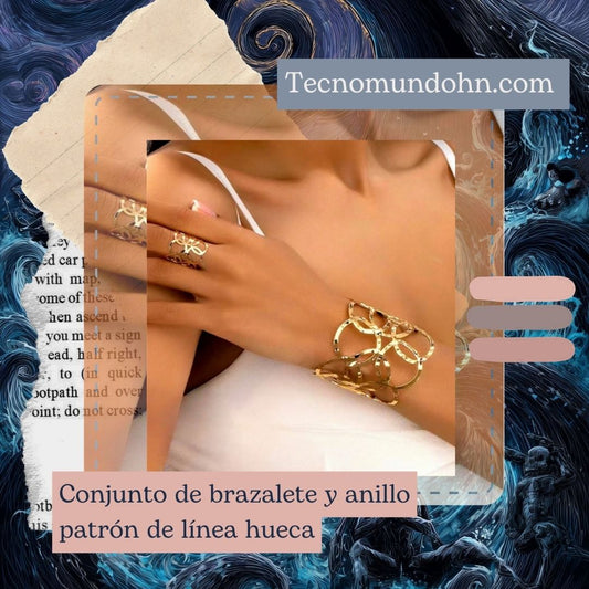 Conjunto De Brazalete Y Anillo Patrón De Línea Hueca