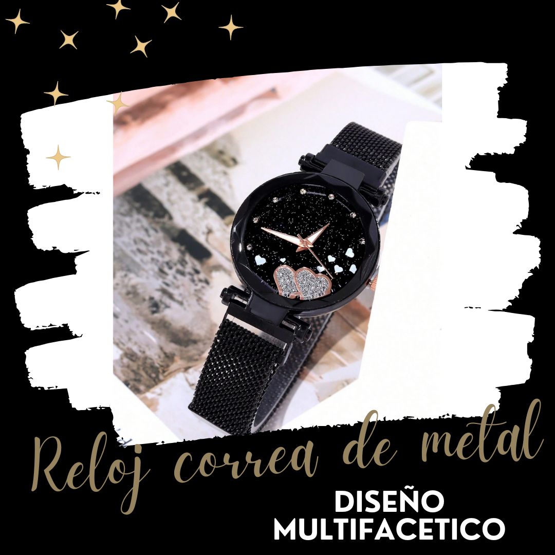 Reloj correa de metal diseño Multifacetico dama
