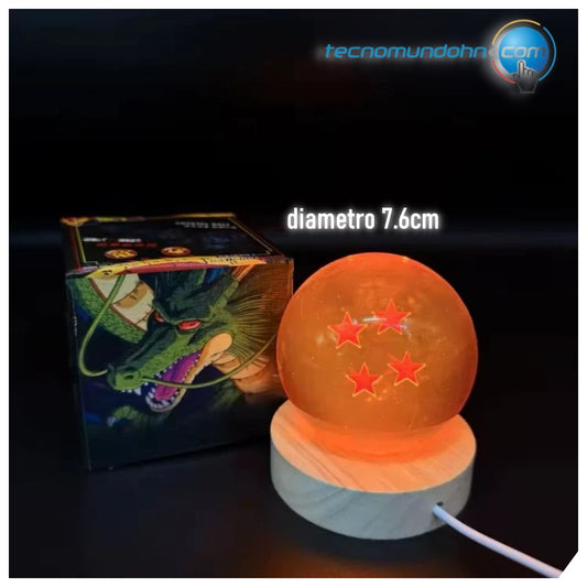 Esfera Dragon Ball 4 Estrellas + Base Luz |  7.6Cm