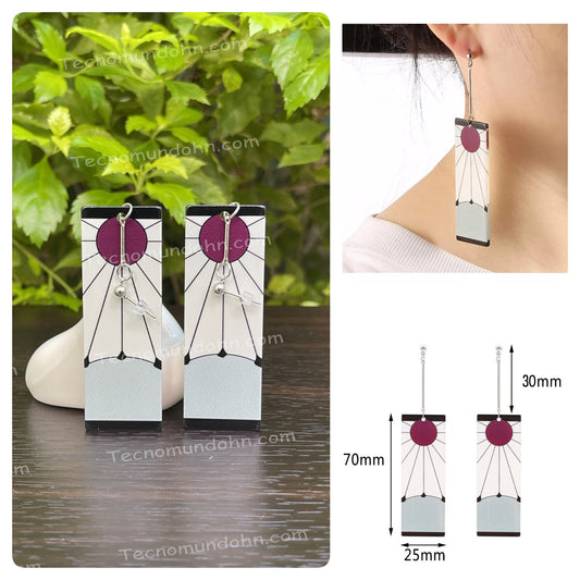 Aretes De Tanjiro Perforacion | Demon Slayer (7 Cm De Largo) B