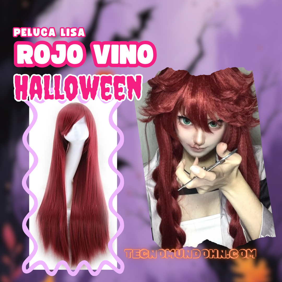 Peluca Lisa Rojo Vino