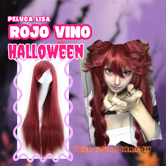 Peluca Lisa Rojo Vino