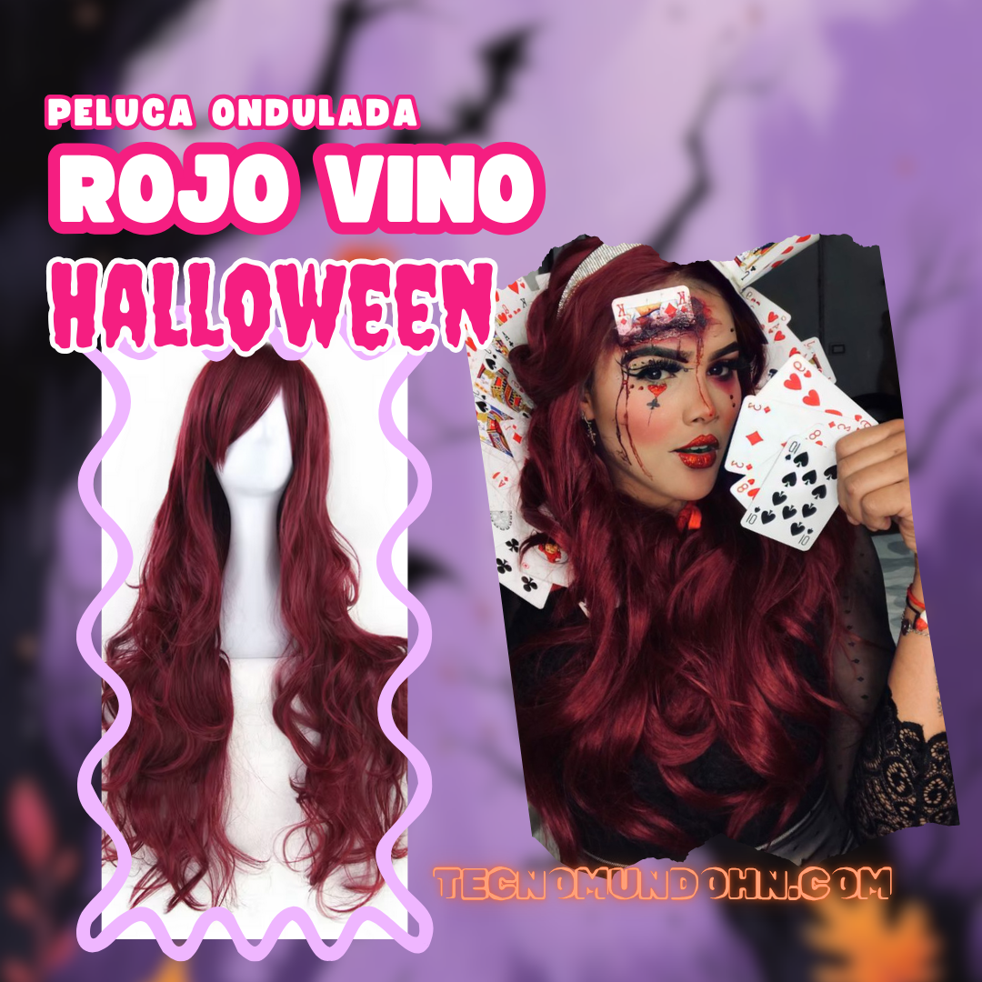 Peluca Rojo Vino Ondulada