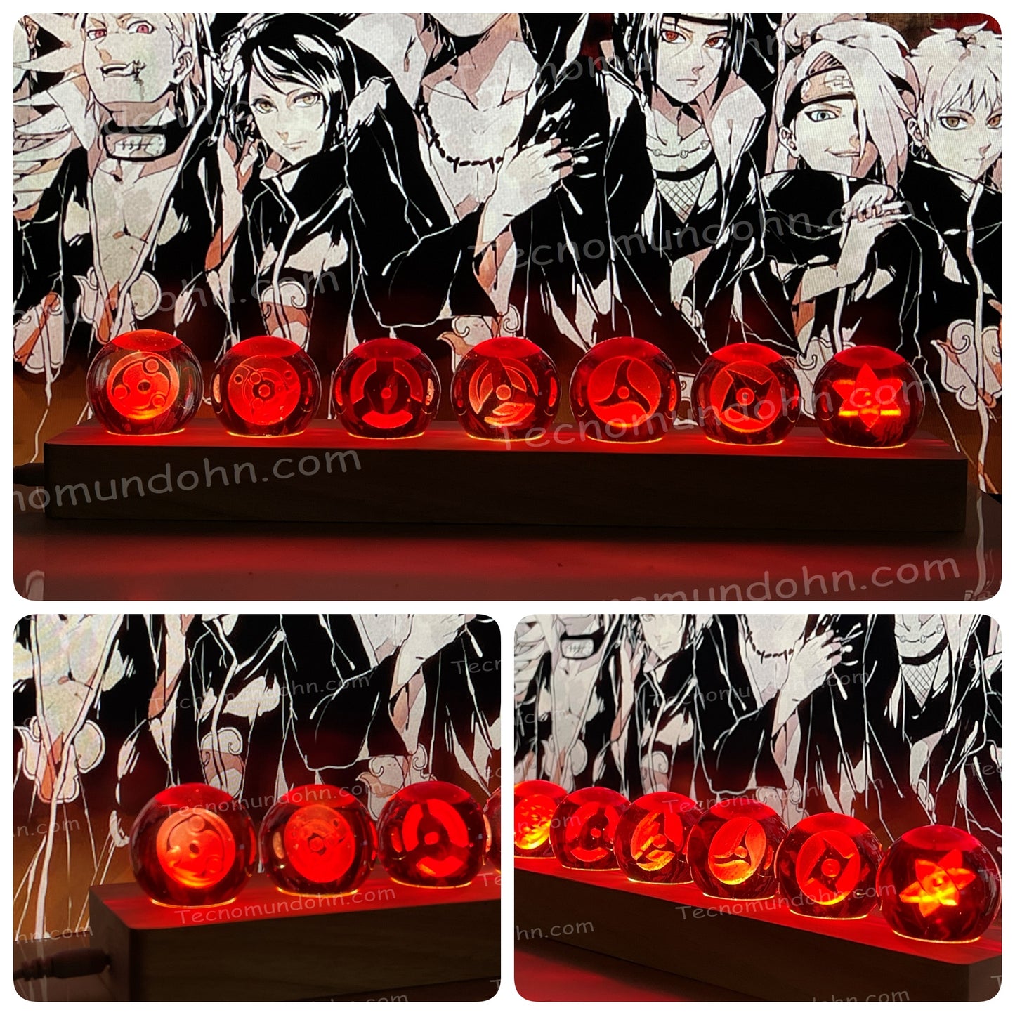 Bolas Sharingan Con Base De Madera Luminosa | Naruto