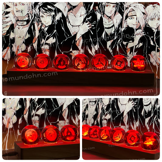 Bolas Sharingan Con Base De Madera Luminosa | Naruto