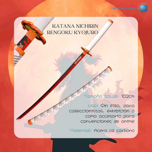 Katana Nichirin Rengoku Kyojuro - Acero Al Carbono 102Cm | Demon Slayer