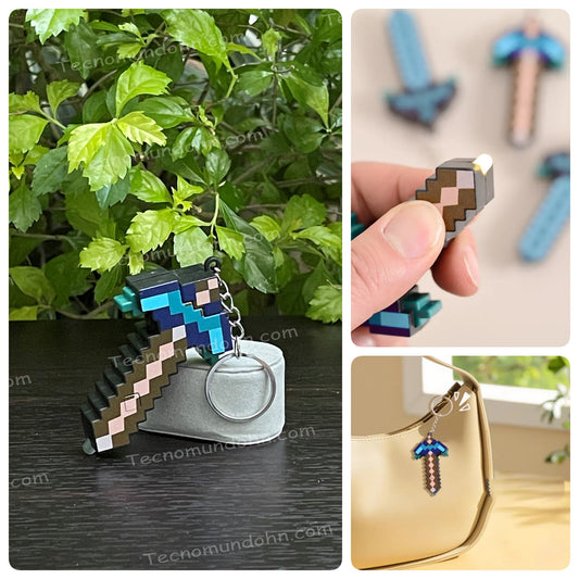 Llavero Espada A Pico Minecraft Con Luz Led
