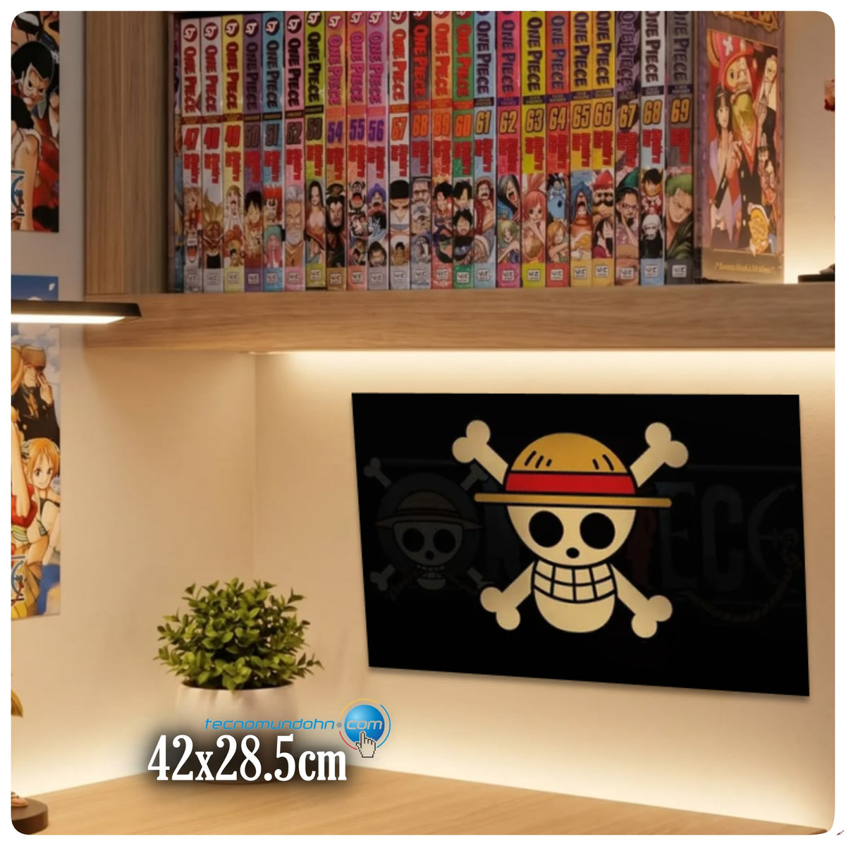 Poster Cartoncillo  Retro De  Bandera Sombrero De Paja| One Piece
