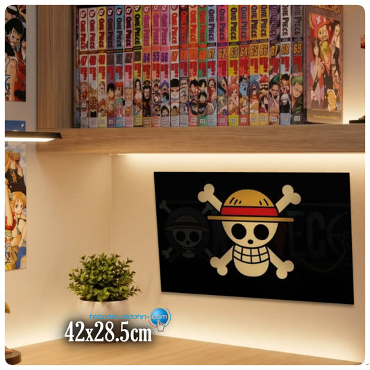 Poster Cartoncillo  Retro De  Bandera Sombrero De Paja| One Piece