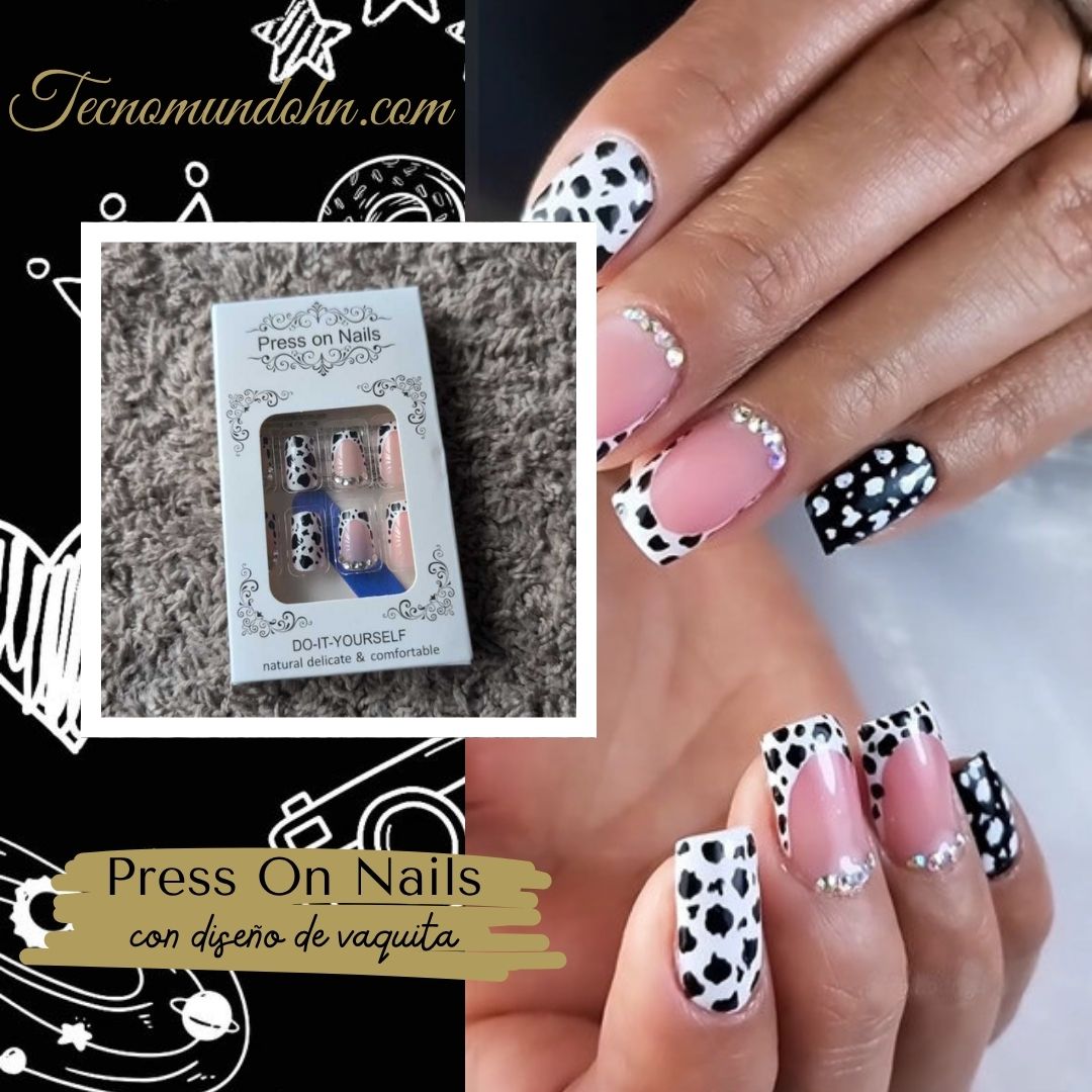 Uñas Postizas Estampado De Vaquita