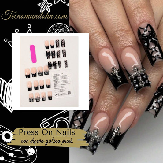 Uñas Postizas Diseño Gótico Punk