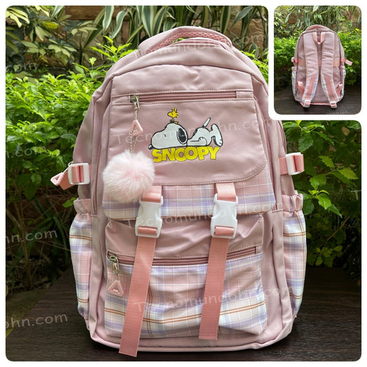 Mochila A Cuadros De Snoopy C