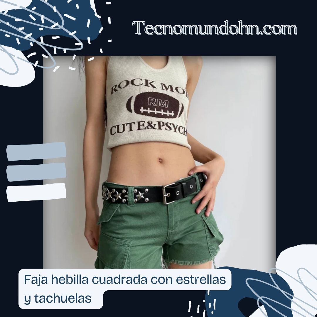 Faja Hebilla Cuadrada Con Estrellas Y Tachuelas