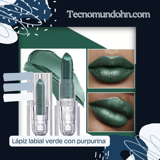 Lápiz Labial Verde Con Purpurina