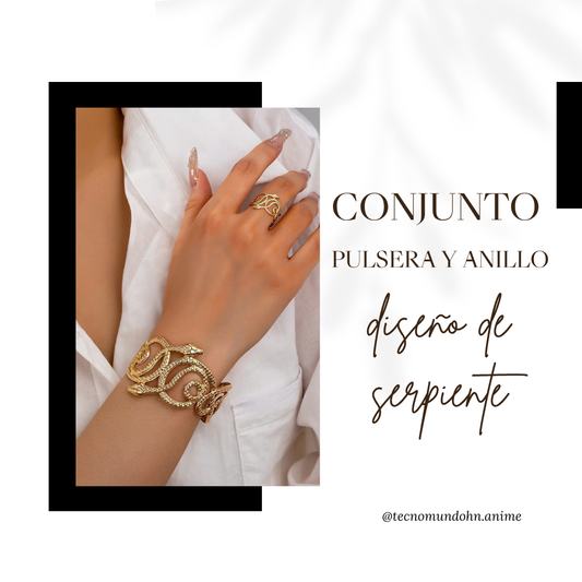 Conjunto Pulsera Y Anillo Diseño Serpiente