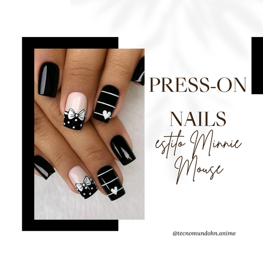 Press On Nails Estilo Minnie Mouse
